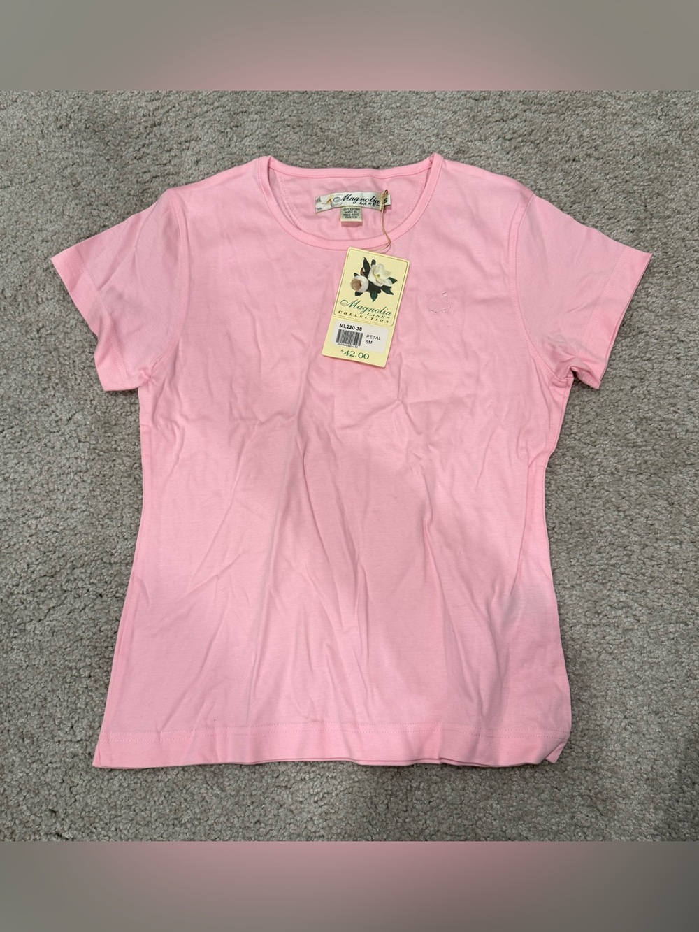 Magnolia Augusta Pink Short-Sleeve Crewneck Top size small